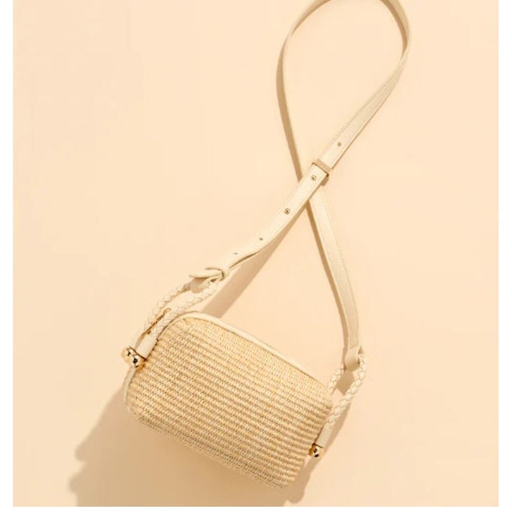 Gina Crossbody Bag | Ivory | Woven & Vegan Leather Trim